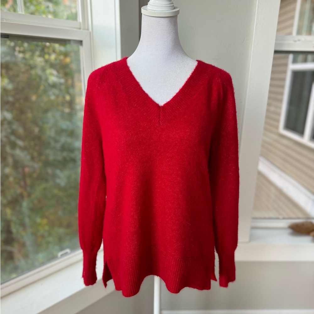 LOFT Red Super Soft V-Neck Sweater Size XS Petite